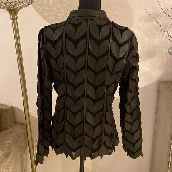 Unique leather studio leaves jacket size 44 - Picture 5 of 8